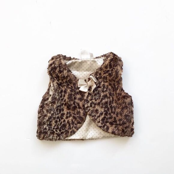 H&M leopard print faux fur vest VGUC 6-9 months - Picture 1 of 2